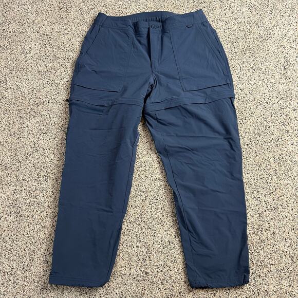 REI Womens Convertible Pants Size XL Blue Nylon Zip Off Shorts Hiking Outdoor - Picture 1 of 9